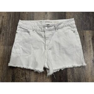 Soundstyle Hope High Rise White Denim Shorts Raw Hem Vintage Stretch Size 12
